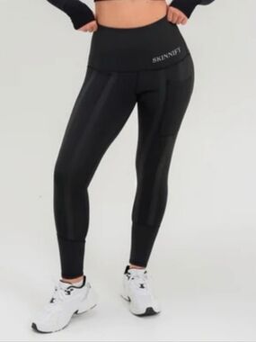 Skinnify 6 Resistance Bands Leggings Black Activewear Weight Loss XL